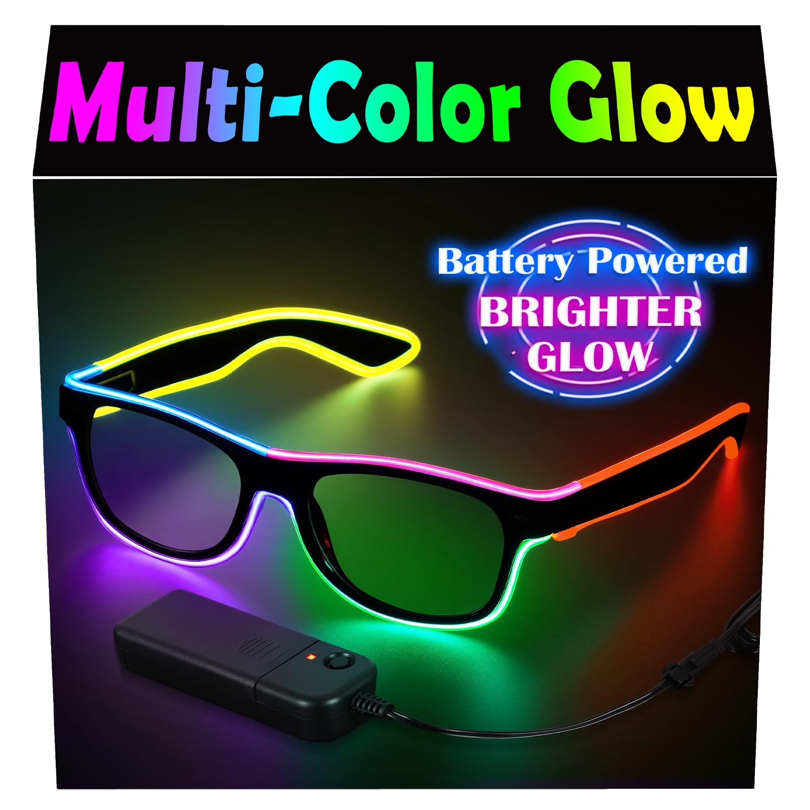 LED Light Up Glow in the Dark Neon Rave Glasses for Party, EDM, Halloween and Christmas