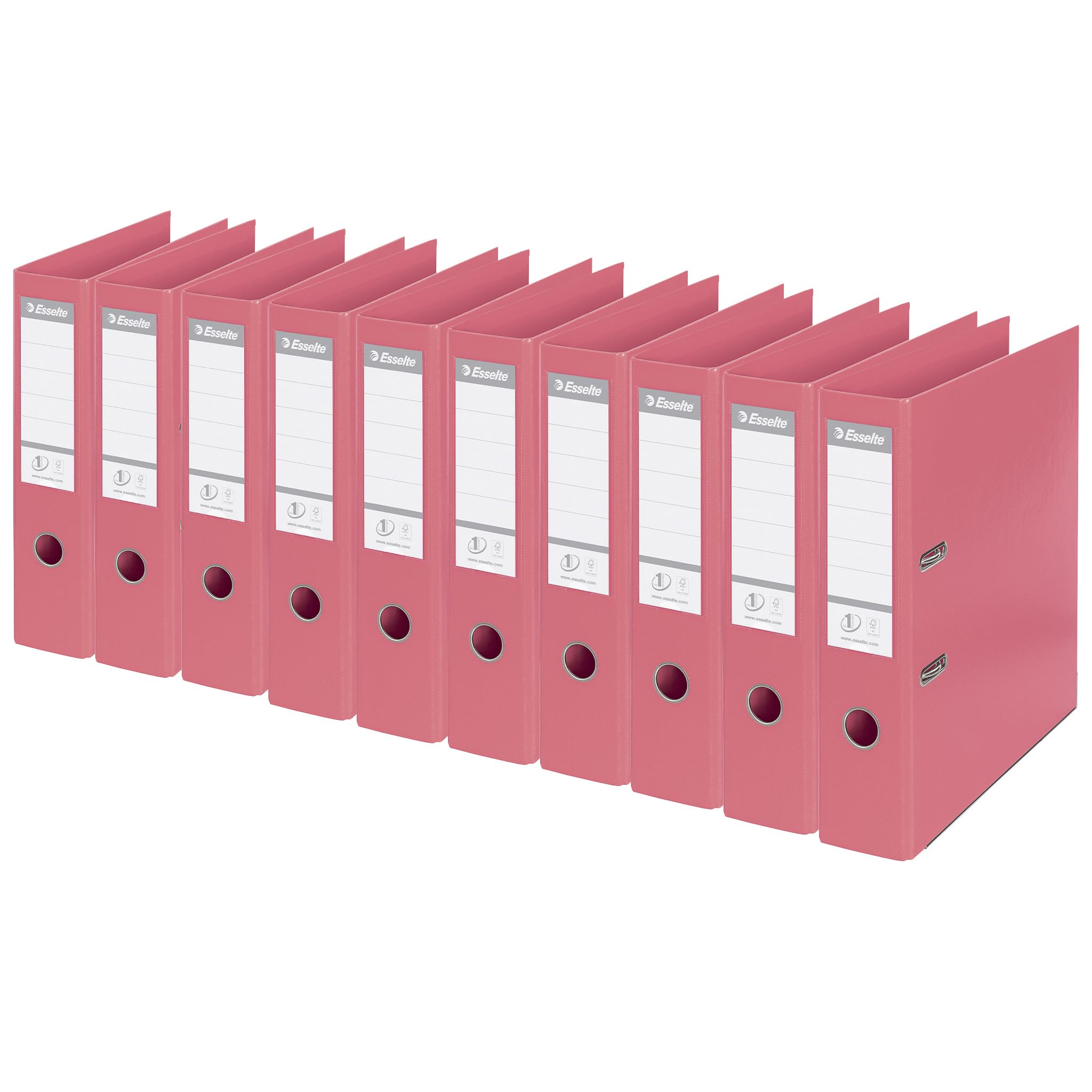 Esselte 75Mm Lever Arch File Polypropylene A4 Raspberry (10 Pack)