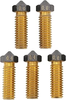 5 Pcs 3D Printer Hotend Nozzle 0.4mm Brass PTFE Coating Extruder Hot End Nozzle for 1.75mm Filament Volcano Nozzle
