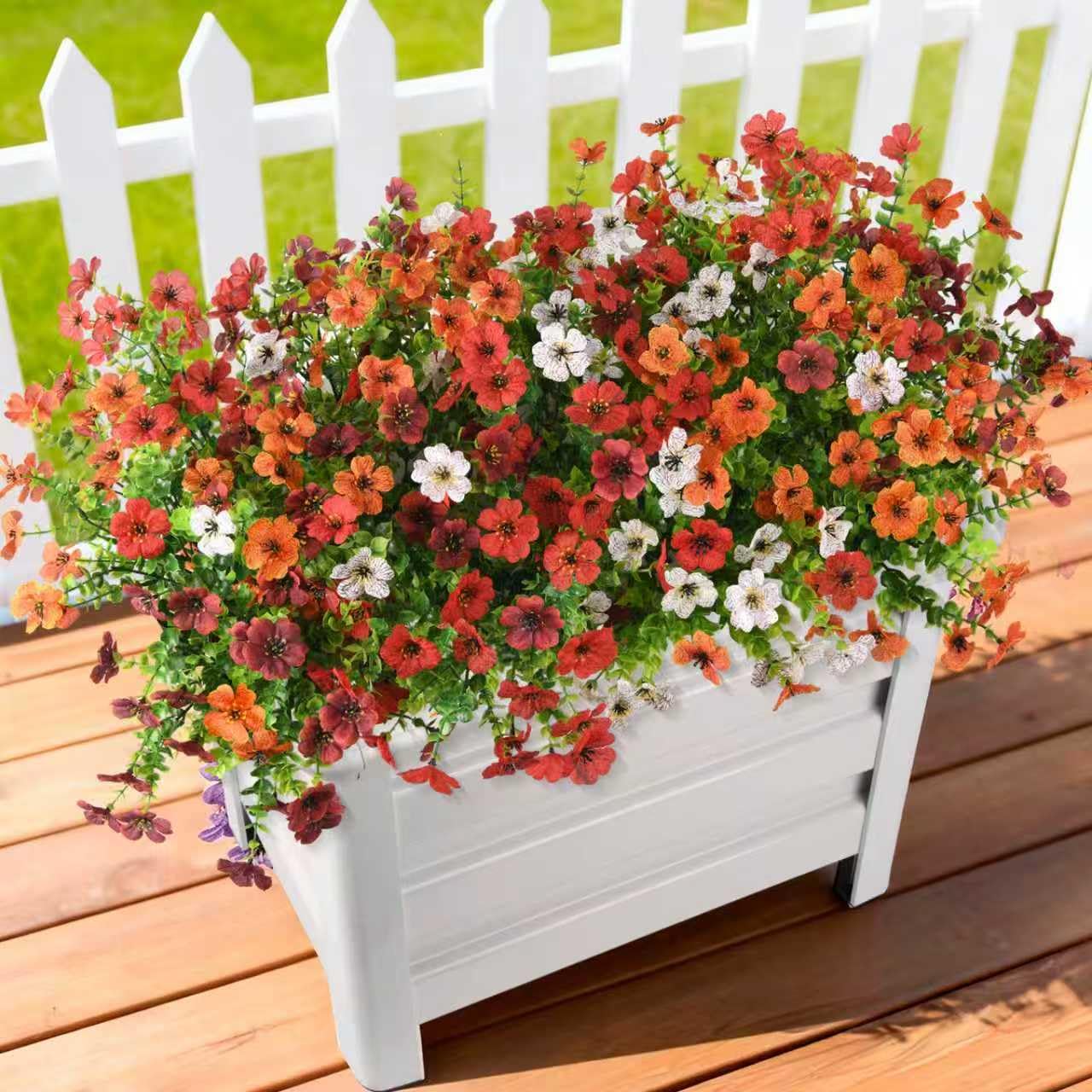 Artificial Flowers for Outdoors, 12 Bundles Multicolor Fake Faux Silk Flowers for Spring Summer Decoration, UV Resistant No Fade Artificial Plants