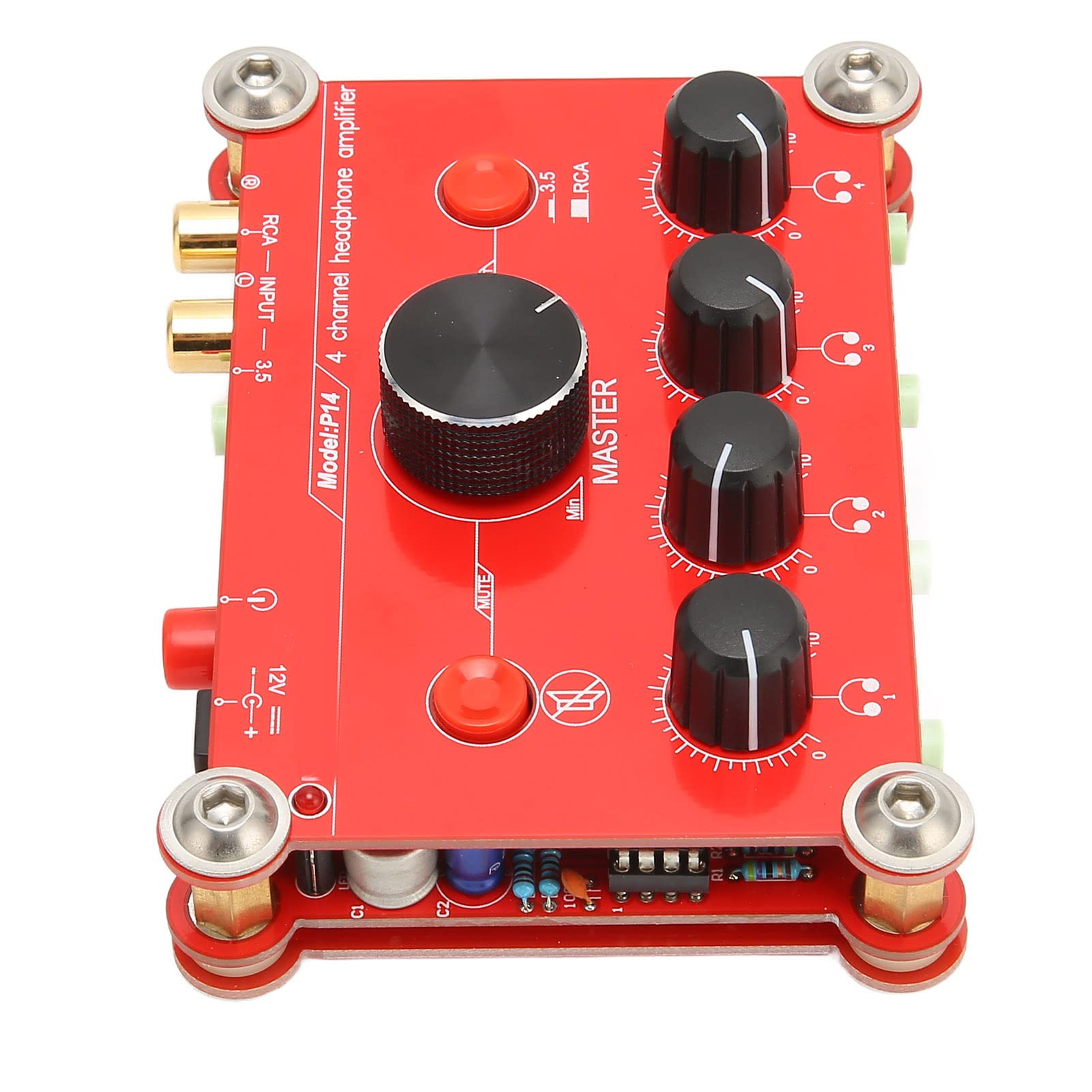 TrueCartHeadphone Amplifier Module, Independent Volume Control Compact Size Red 100-240V Power Amplifier Easy Operation with Charger for Music Editor EU Plug-image-48