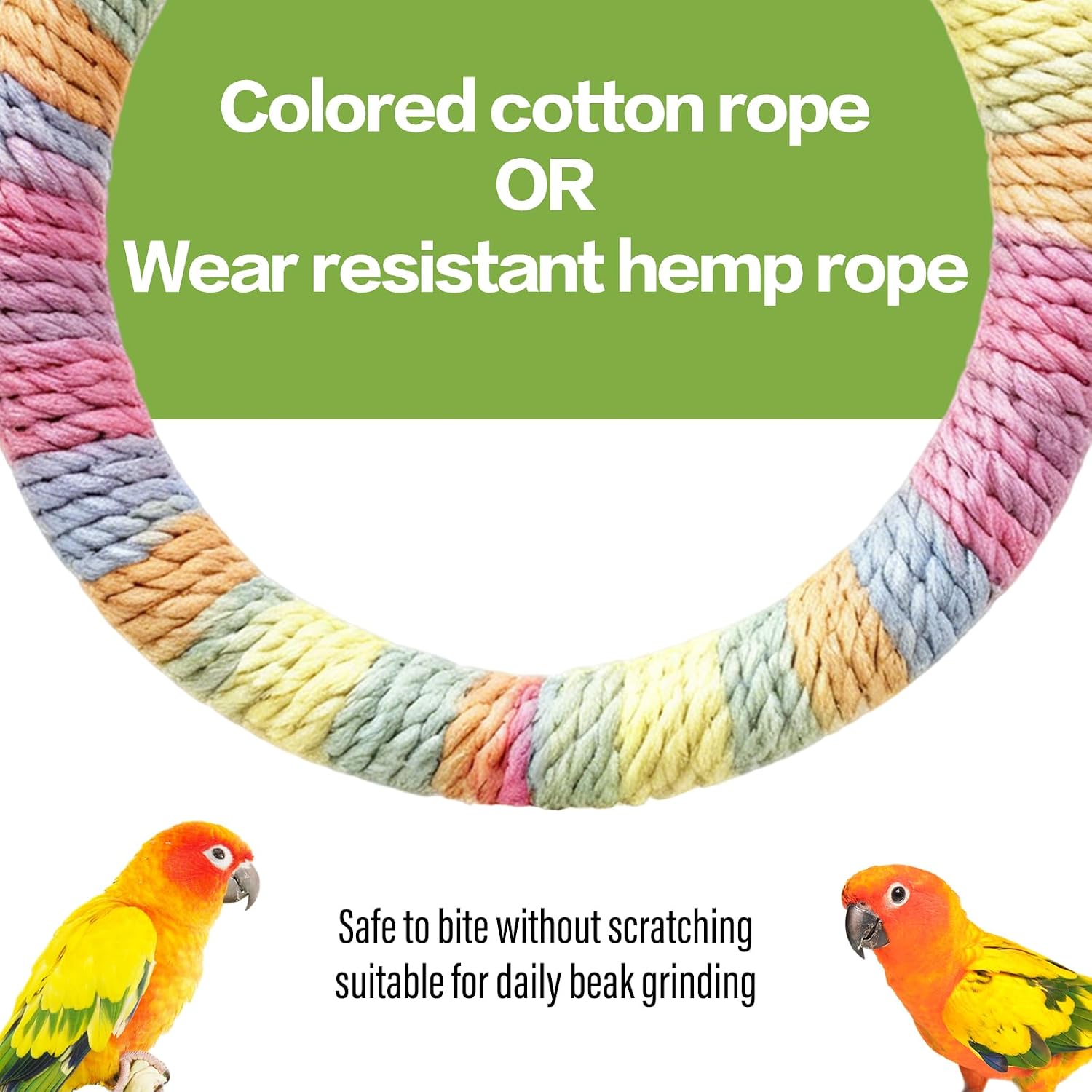 3-Ring Bird Swing Toy,Bird Swing for Cage,Hanging Bird Rope Perch Toy,for Parakeets, Lovebirds, Cockatiels, Sugar Glider Toys and Cage Accessories(GDcolor) image 4