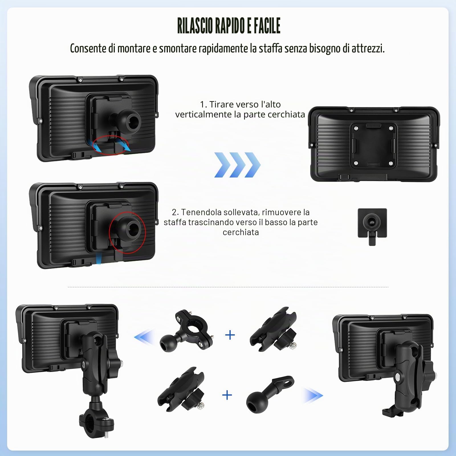 SIXTOP CarPlay Moto con CarPlay e Android Auto Wireless, Portatile GPS Navigatore Moto, 5 Pollici Schermo Touch con Impermeabile IP68, Bluetooth e Siri