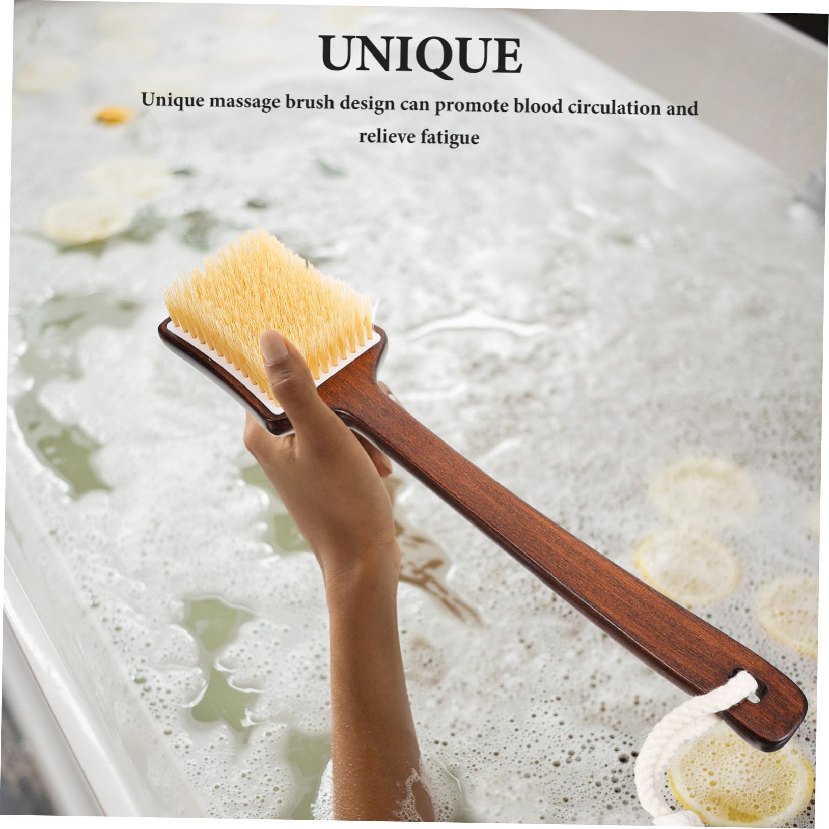 Cepillo de Ducha para Espalda con Mango de Madera y Cerdas de Pelo de Cerdo Exfoliante para Baño y Masaje Corporal para Hombres