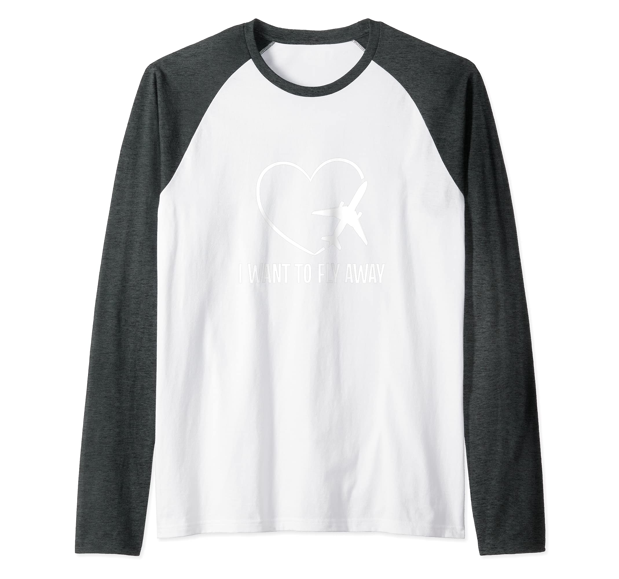 Fly Away Stewardess Raglan Baseball Tee, Grey