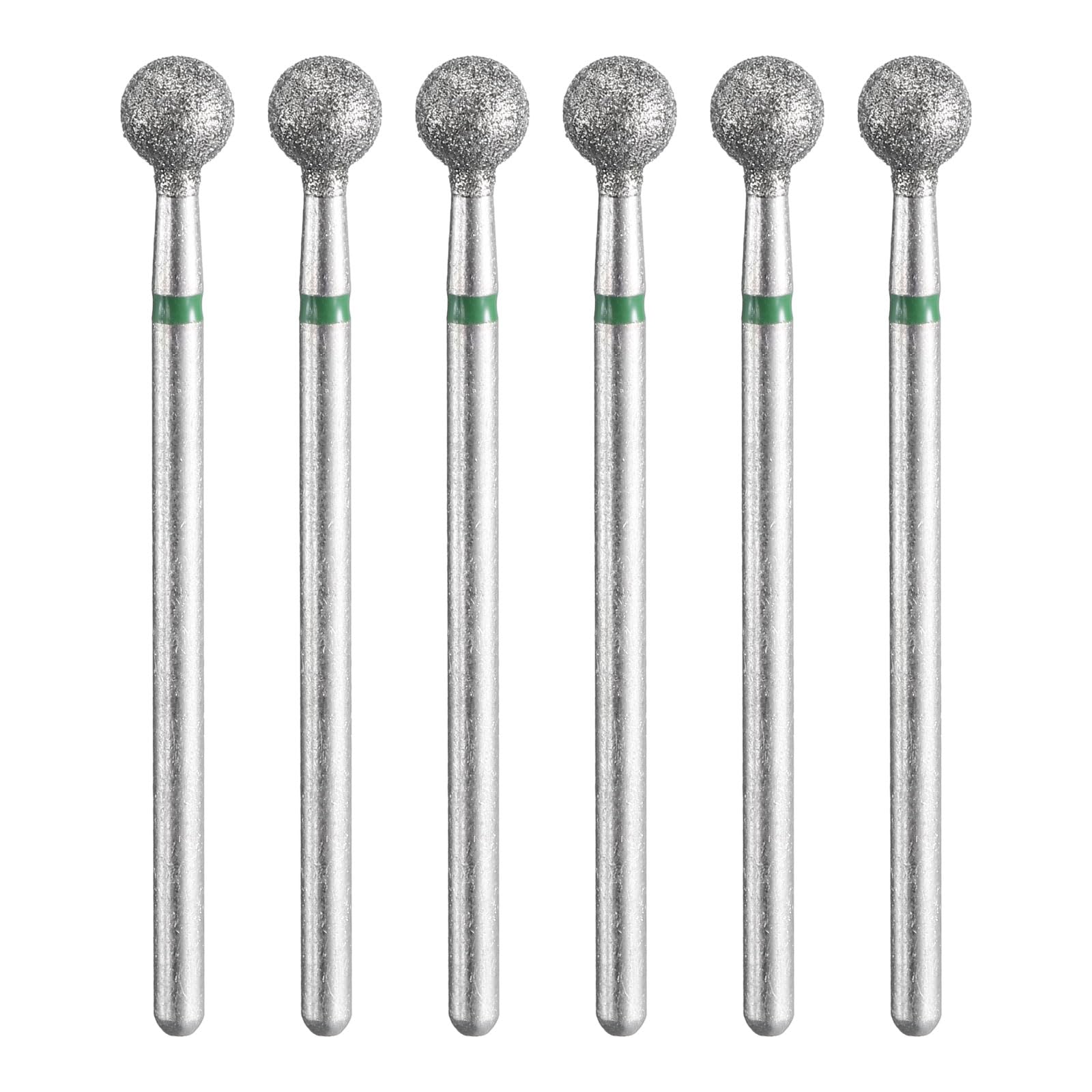 HARFINGTON 6pcs 100-120 Grits Diamond Grinding Bit 5mm Ball Head 2.35mm Shank 5mm Length Stone Sanding Drill Bits Rotary Tool for Ceramic Glass Nails