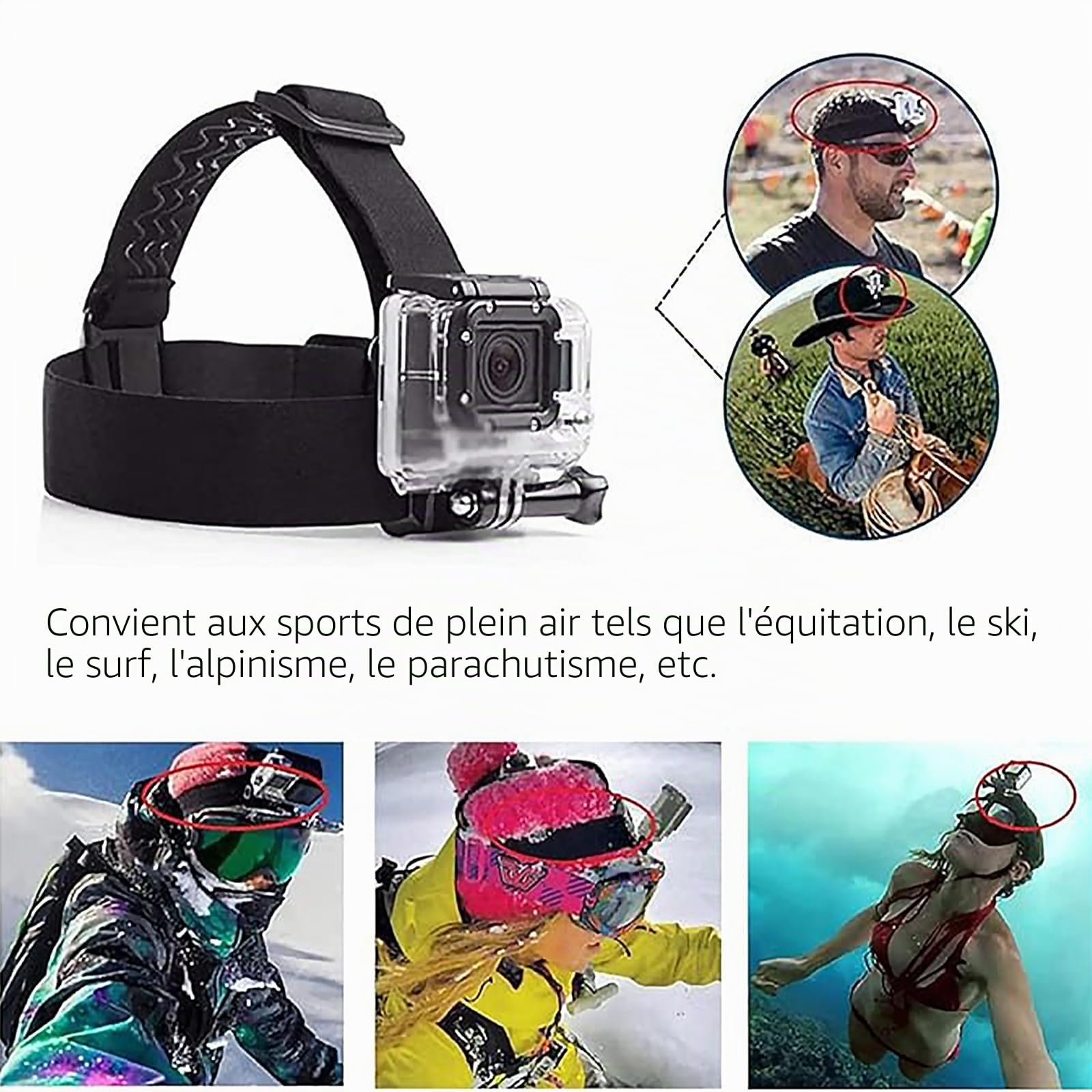 TEKCAM Harnais Poitrine Fixation Bandeau Compatible avec GoPro Hero 13/12/11/10/9/8/ AKASO V50X Brave 7/ GOOKAM/Jadfezy/Dragon Touch/Apexcam/WOLFANG Caméra d'action Accessoires