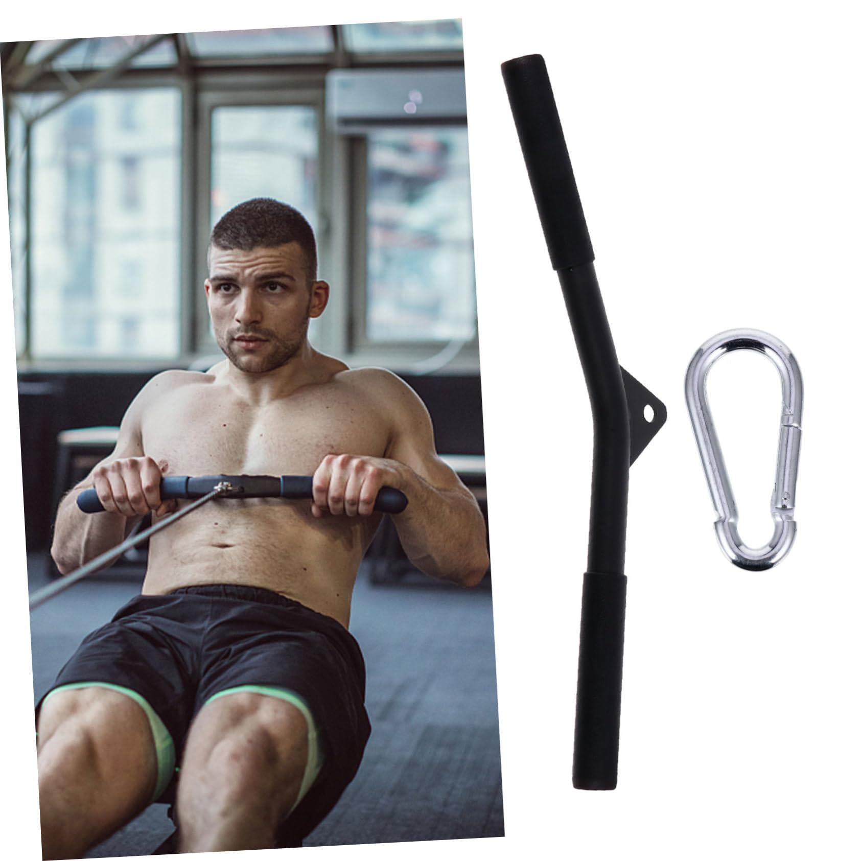 ifundom Schwarze Fitness Zugstange für Bizeps und Trizeps aus Stahl