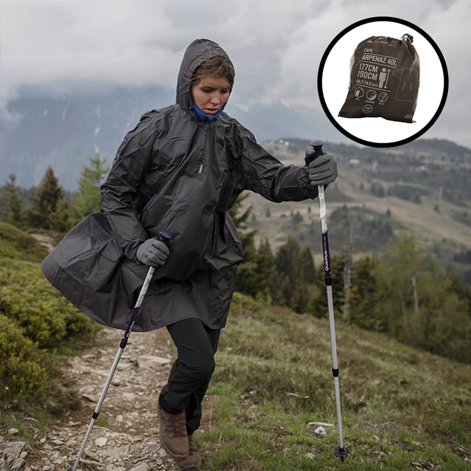 BHBXZZDB Męska outdoorowa kurtka przeciwdeszczowa z kapturem płaszcz przeciwdeszczowy wiatrówka na kemping, piesze wycieczki, spacery, wędrówki piesze, oglądanie gier