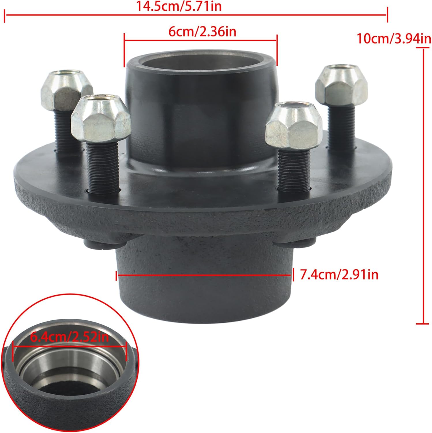 GXYWADY 2 Sets 5 on 5 Inch Trailer Hub Kit with Trailer Bearing Kit Replacement for 3500 lbs 84 Spindle (5 Pieces/Set)