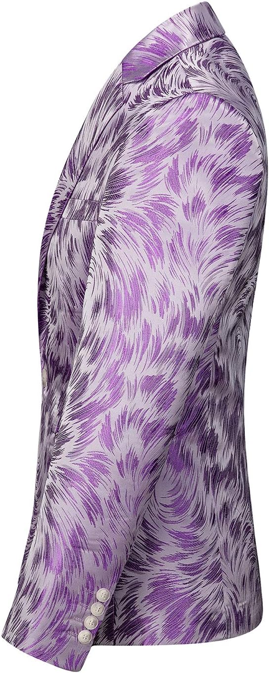 UNINUKOO Mens Casual Floral Blazer Dress Slim Fit Prom Party Paisley Suit Jacket for Men - Image 2