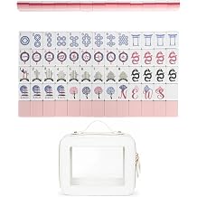 Sweet Jojo Designs Pagoda Pink Mahjong Tile Set Cute, Pretty Mah Jongg Sets American, 160 1.24in. Engraved 4 Layer Acrylic Mojang Tile Game Set, Beautiful Mahjong Accessories and Gifts Travel Bag
