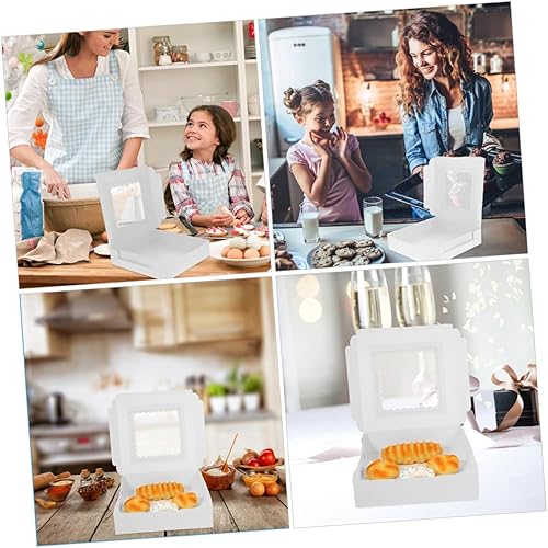 Miniatura 8 de ULTECHNOVO 50pcs Boxes Box donuts donut container cake container cake transport container Dessert gift box small cake box bread box kraft paper white