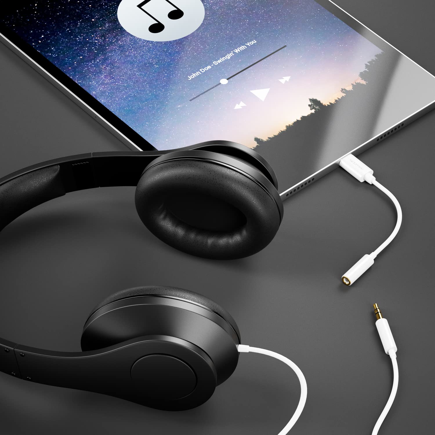 deleyCON 10cm Adattatore Cuffie USB‑C a Jack 3,5mm AUX - Compatibile con Apple, Samsung, Google, Huawei, Xiaomi, Smartphone, Tablet, Laptop, PC, Surface, Cuffie e Altoparlanti - Bianco