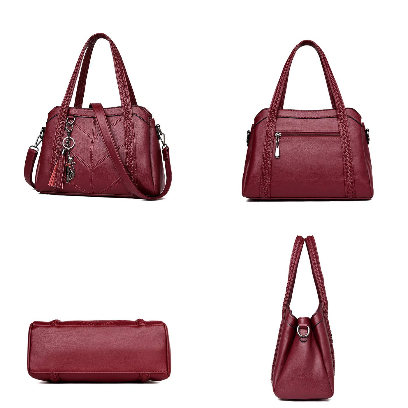 Damen Hobo Schultertasche Tasche mit Schultergurt Umhängetasche Handtasche aus PU-Leder EINWEG