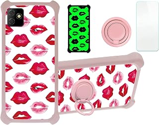 Digicel Dl4 Case Compatible with Digicel Dl4 Phone Case Cover [with Tempered Glass Screen Protector][Hard PC + Soft Silicone][Ring Support] [Luminous Effect] YGF-HC
