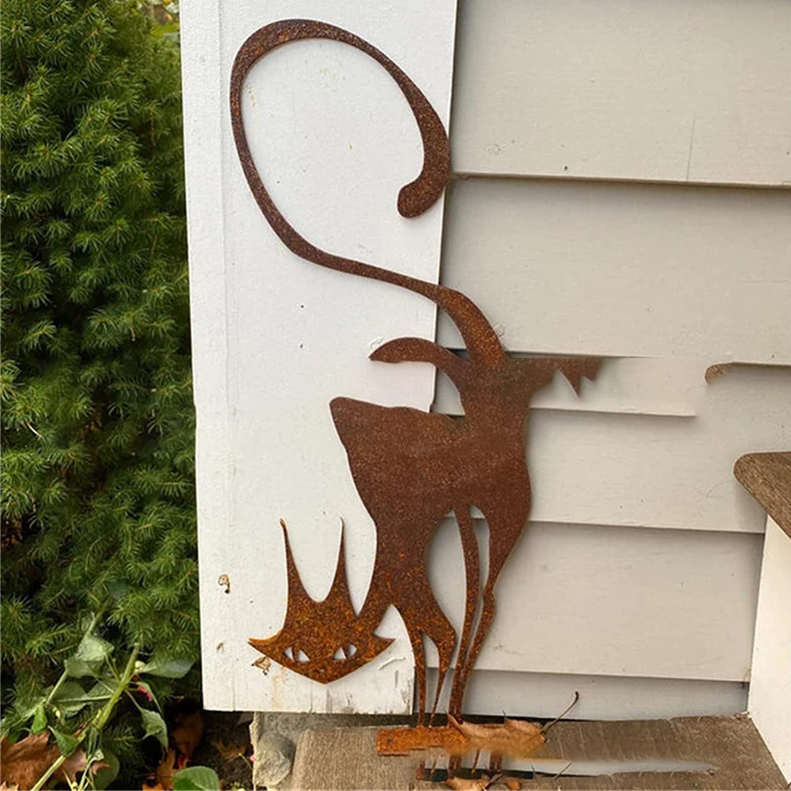Decorazione Da Giardino In Metallo – Gatto Nero Per Recinzione, Resistente Alle Intemperie