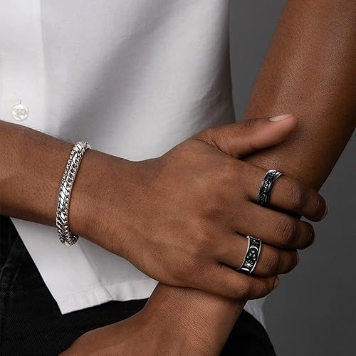 Miniatura 4 de Anillo giratorio para hombre para aliviar la ansiedad 0.315in de acero inoxidable negro con incrustaciones de anillo de ansiedad, joyería tamaño de