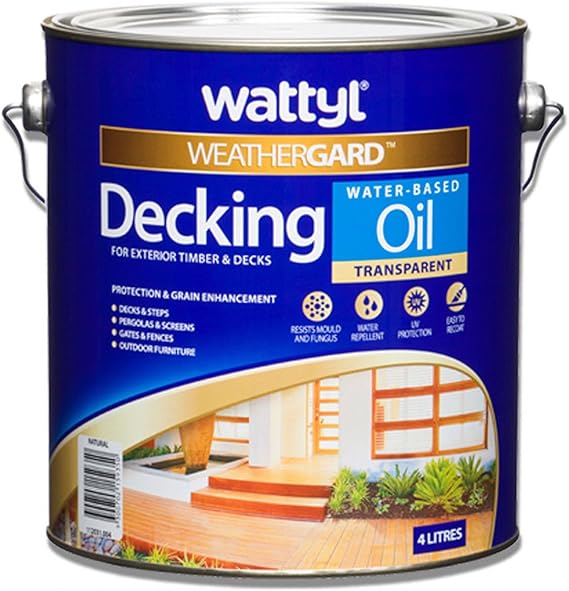 Wattyl Decking Oil PRO Water Based 4L Natural Timber Outdoor Wood Deck