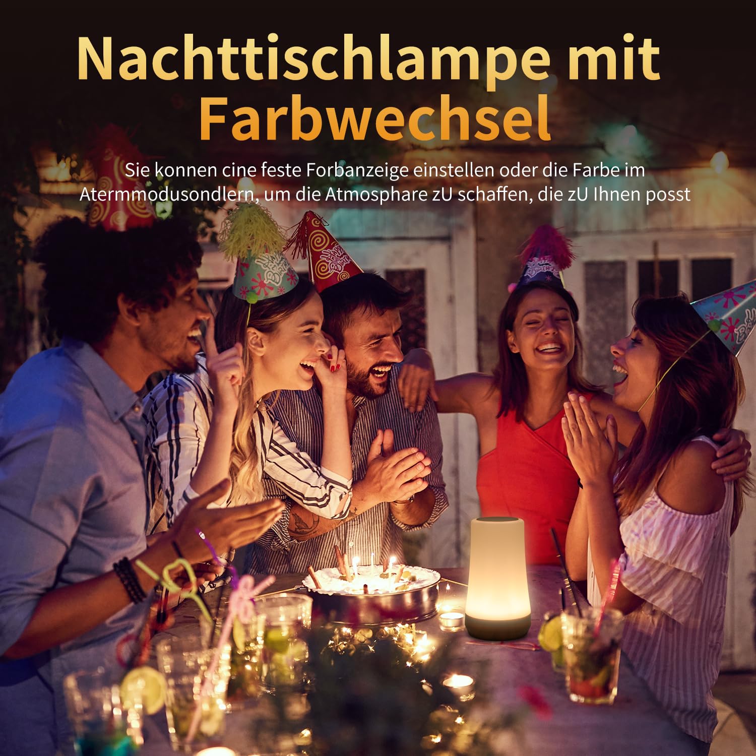 OORUN Touch-Nachttischlampe, 13 RGB-Farben und 5 Helligkeiten, über USB wiederaufladbare Schreibtischlampe, Fernbedienung, dimmbares Licht mit RGB-Farbwechsel, tragbare Lampe für Babys (F9)