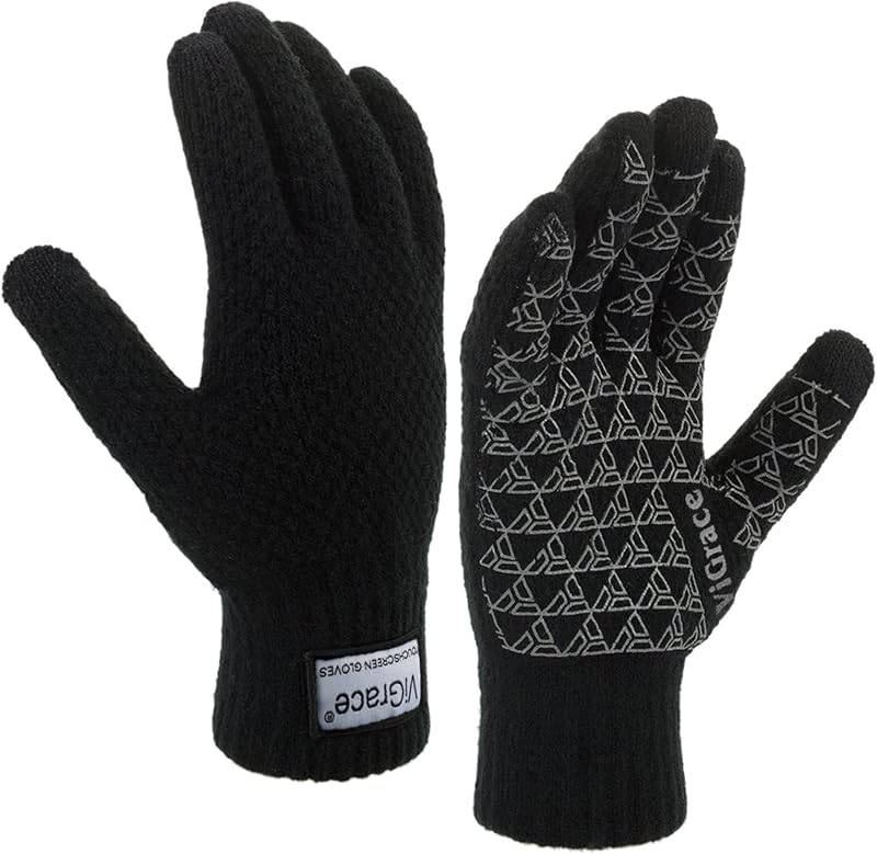 Winter Warm Touchscreen Gloves for Men and Women Touch Screen Fleece Lined Knit Anti-Slip Wool Glove