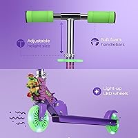 Vista 4 de TMNT - Patinete de patada de 2 ruedas con ruedas que se iluminan – Plegable, plataforma antideslizante, paseo cómodo y suave