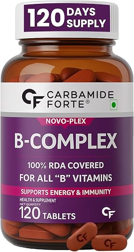 Carbamide Forte Vitamin B-Complex Tablets - 100% RDA for B Vitamins with B1, B2, B3, B5, B6, B9 &amp; Vitamin B12 | Vitamin B ...
