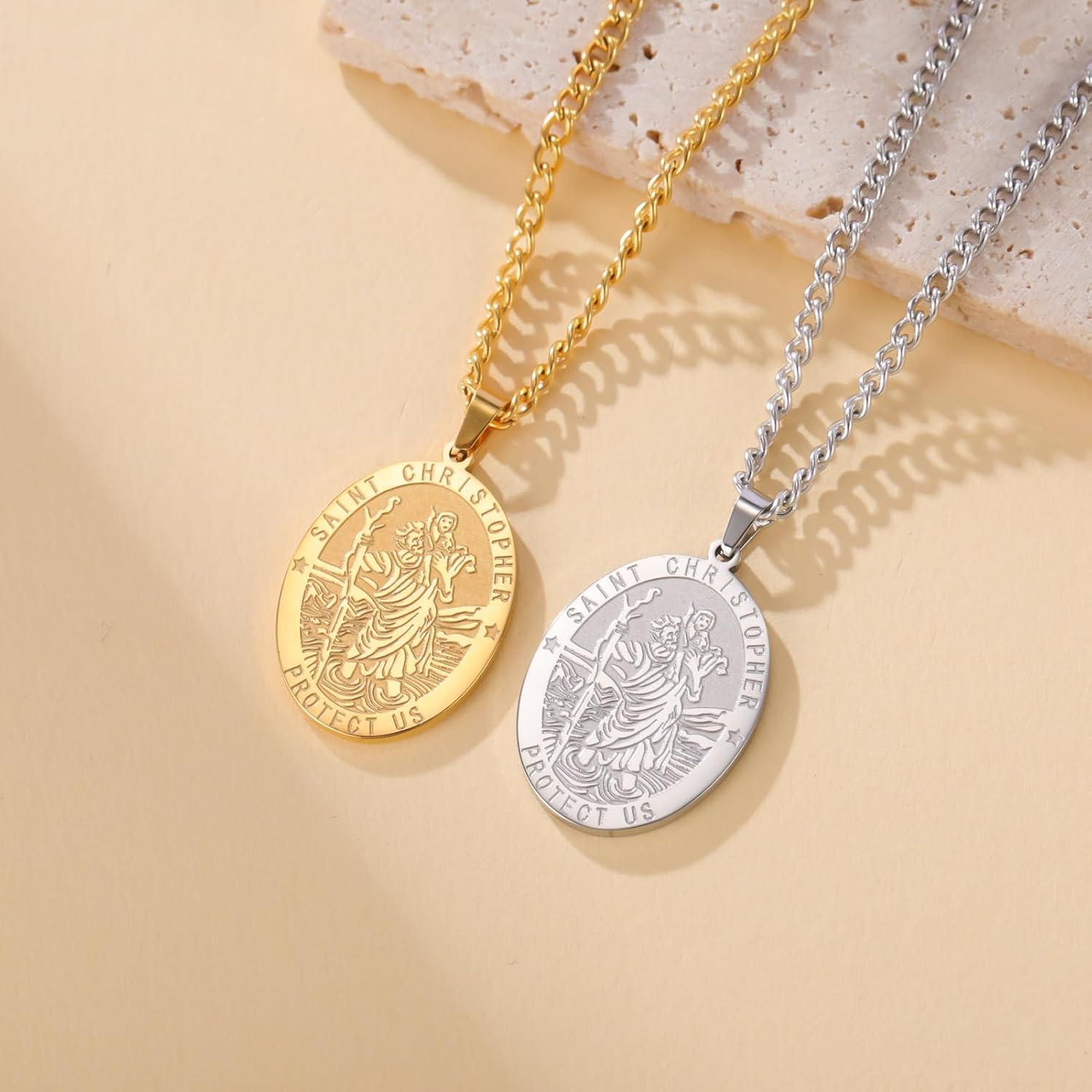 Dreamtimes St Christopher Necklace Bible Verse Pendant Medal Pendant Protection Religious Amulet Jewelry For Men Women Guardian Travel Protection Gift - Image 8