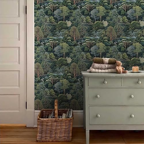 Miniatura 3 de Papel tapiz autoadhesivo autoadhesivo de 18 x 236 pulgadas, árboles y ríos, papel de contacto extraíble, fácil de despegar para cocina, dormitorio,