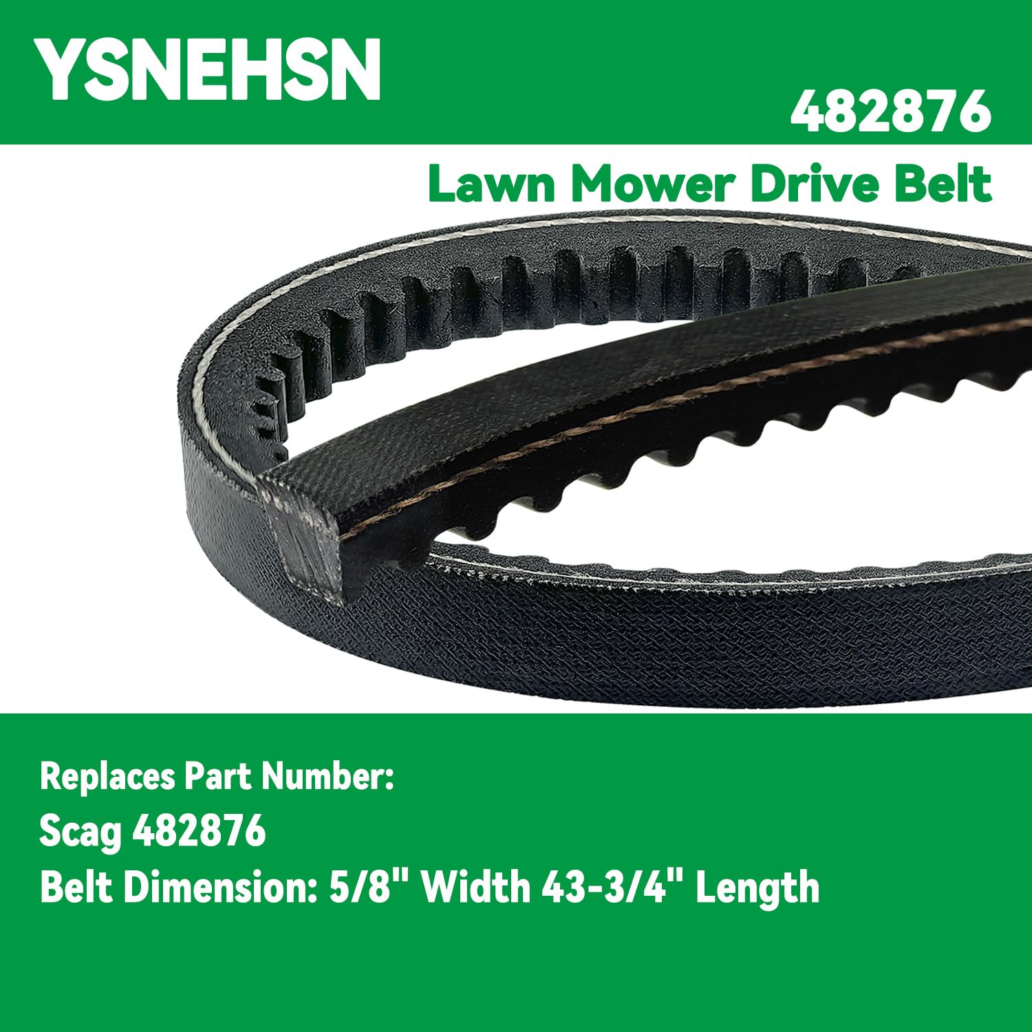 482876 - Correa dentada para cortacésped Scag 482876 Turf Tiger (5/8 pulgadas x 43-3/4 pulgadas)