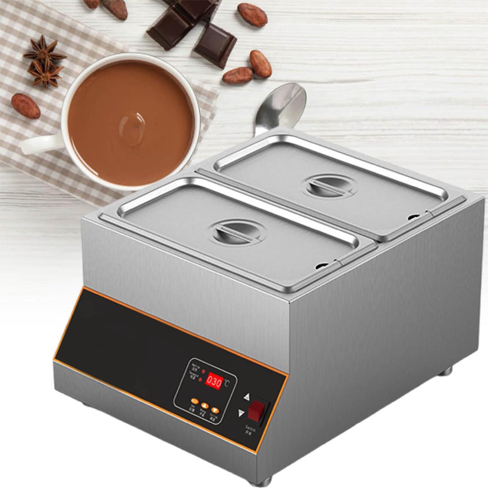 LJLYYDS Chocolate Tempering Machine,Electric Chocolate Melting Pot Machine,Digital Chocolate Melting Furnace, Ideal for Fondue, Cakes, Candy Making Twin-cylinder