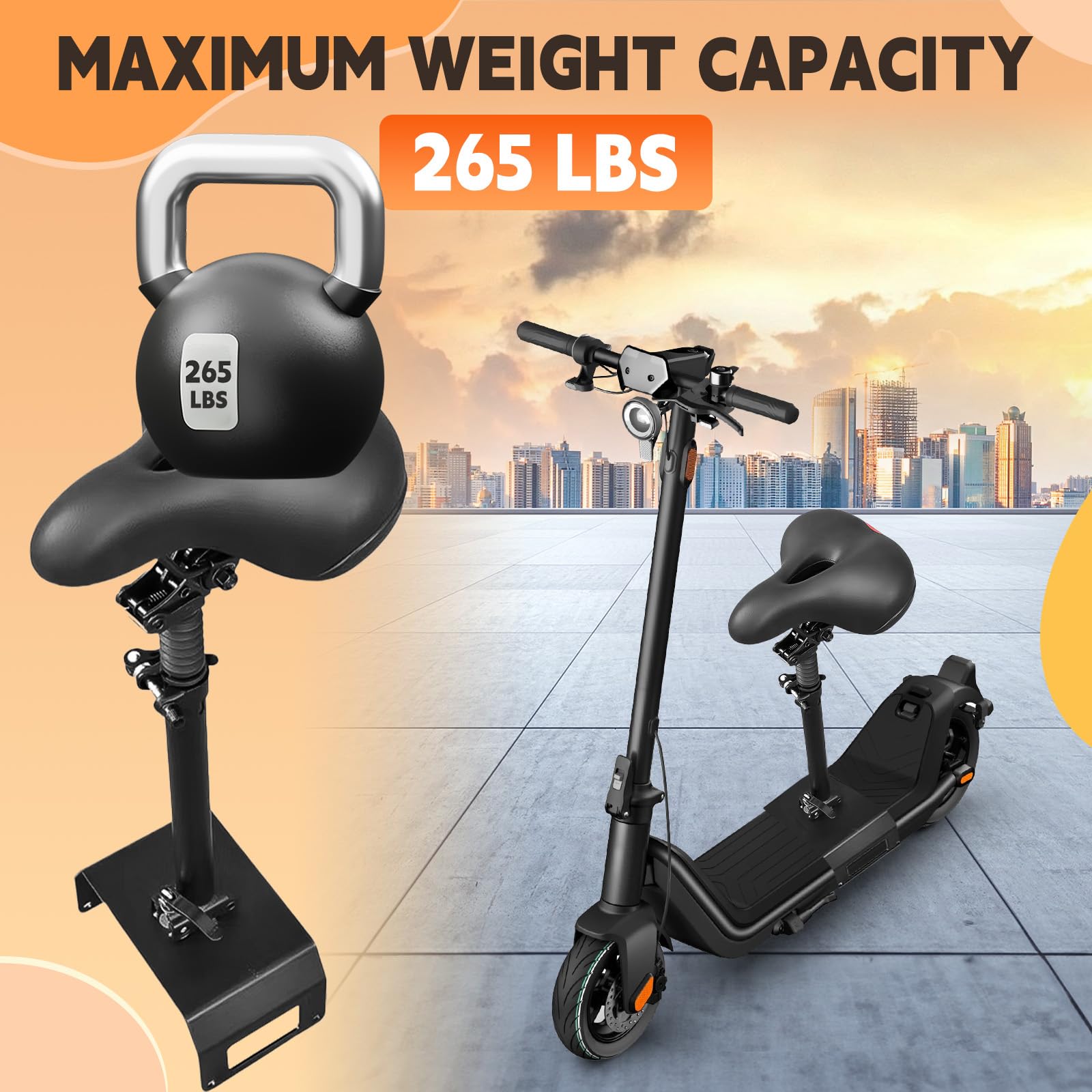 Siodełko do skutera elektrycznego do Niu KQi3, KQi3 PRO, KQi3 MAX 2019-2024, z przenośnym bagażnikiem, regulowane siodełko do Segway, regulowane, wygodne i amortyzujące wstrząsy siodełko