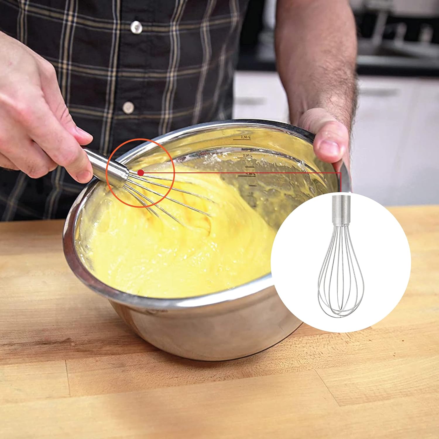 Küchenprofi Stainless Steel Whisk, Hand Whisk for Eggs, Batter, and Dough, Metal Whisk for Kitchen Use, 8 Inches