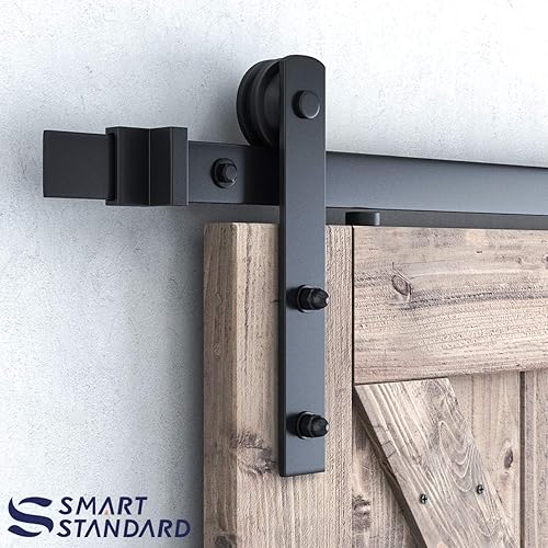 Miniatura 3 de SMARTSTANDARD Kit de herrajes para puerta corrediza de granero resistente de 6 pies de largo (suave y silencioso), fácil de instalar, incluye