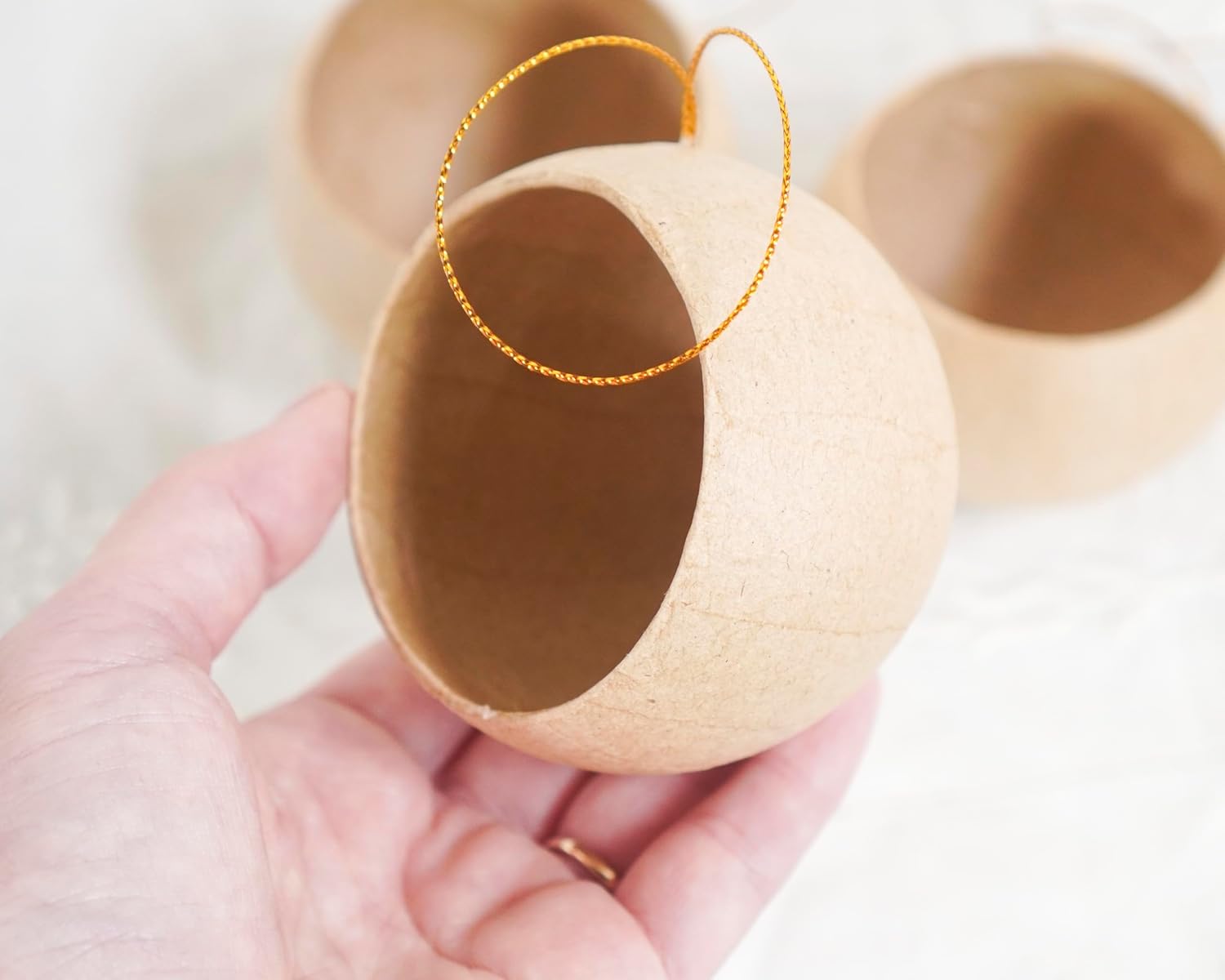 DIY Diorama Ornaments - Paper Mache Round Open Ball Christmas Craft Shapes, 3 Pcs.
