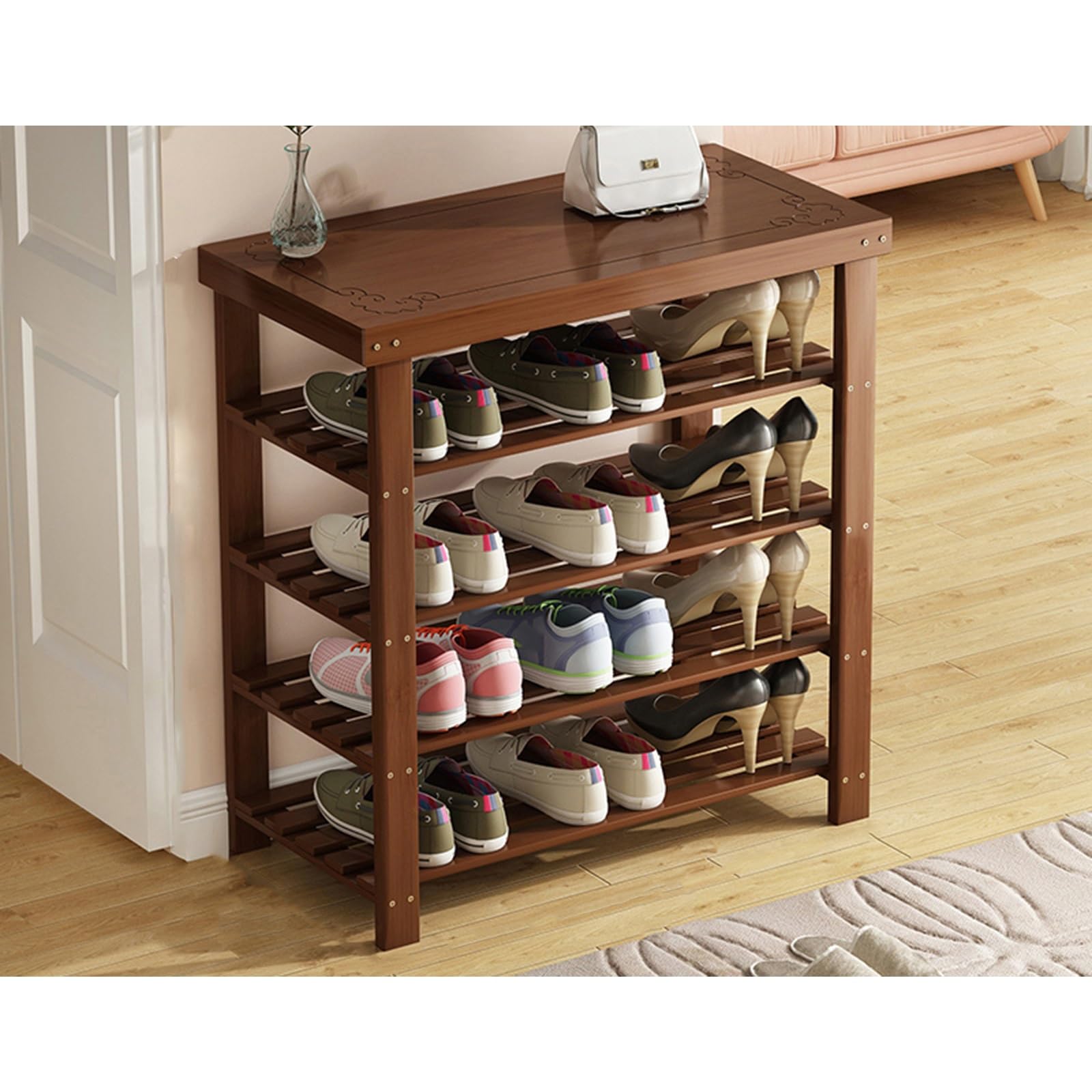 MSHGSKU Stylish Wooden Shoe Rack Bench Entryway Storage nizer for Shoes Hallway & Living Room (80x26.5x79cm) Functional & Elegant Design