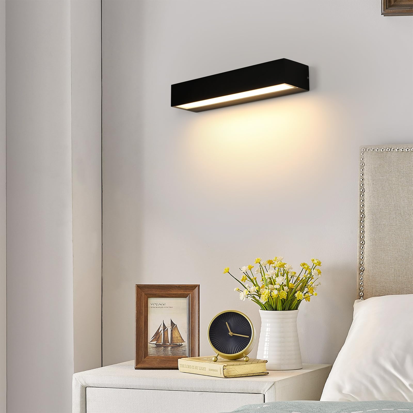 Riserva Apliques de Pared Exterior 16W, IP65 Impermeable Lámpara de Pared LED Moderna, 3000K Blanco cálido, Negro