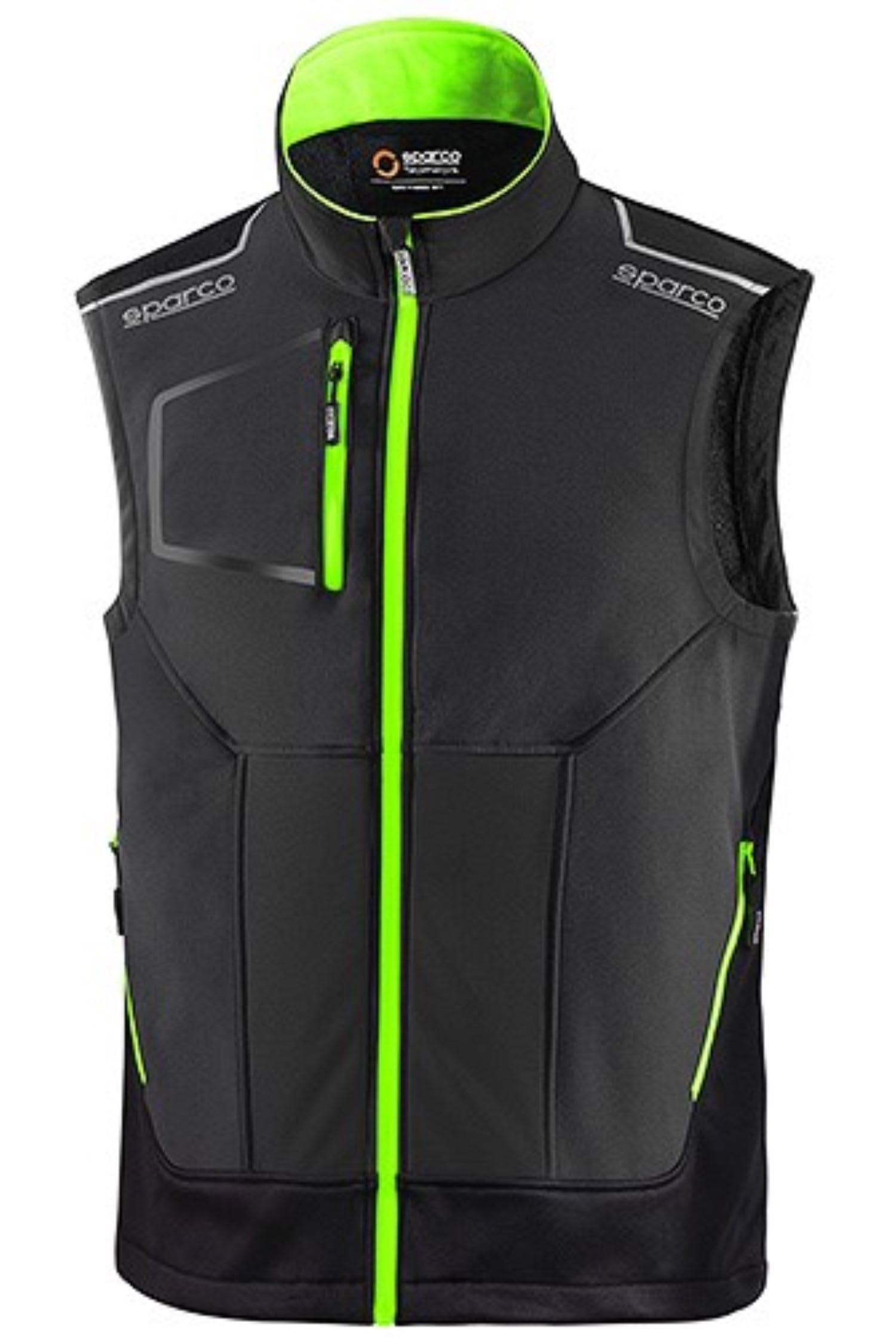 Sparco - Chaleco Tech Illinois GSVF - Ligero y Cómodo - Refuerzos Antiabrasión - Cremallera Impermeable - Alta Visibilidad - Talla L