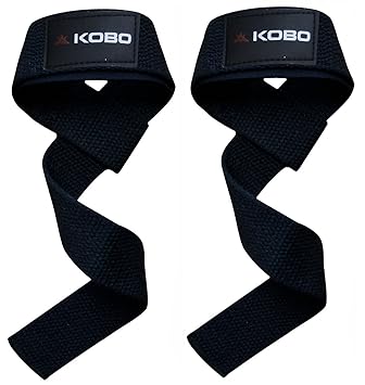 Kobo Power Gym Training Padded Wrist Support Straps for Weight Lifting (Black) - image, photos