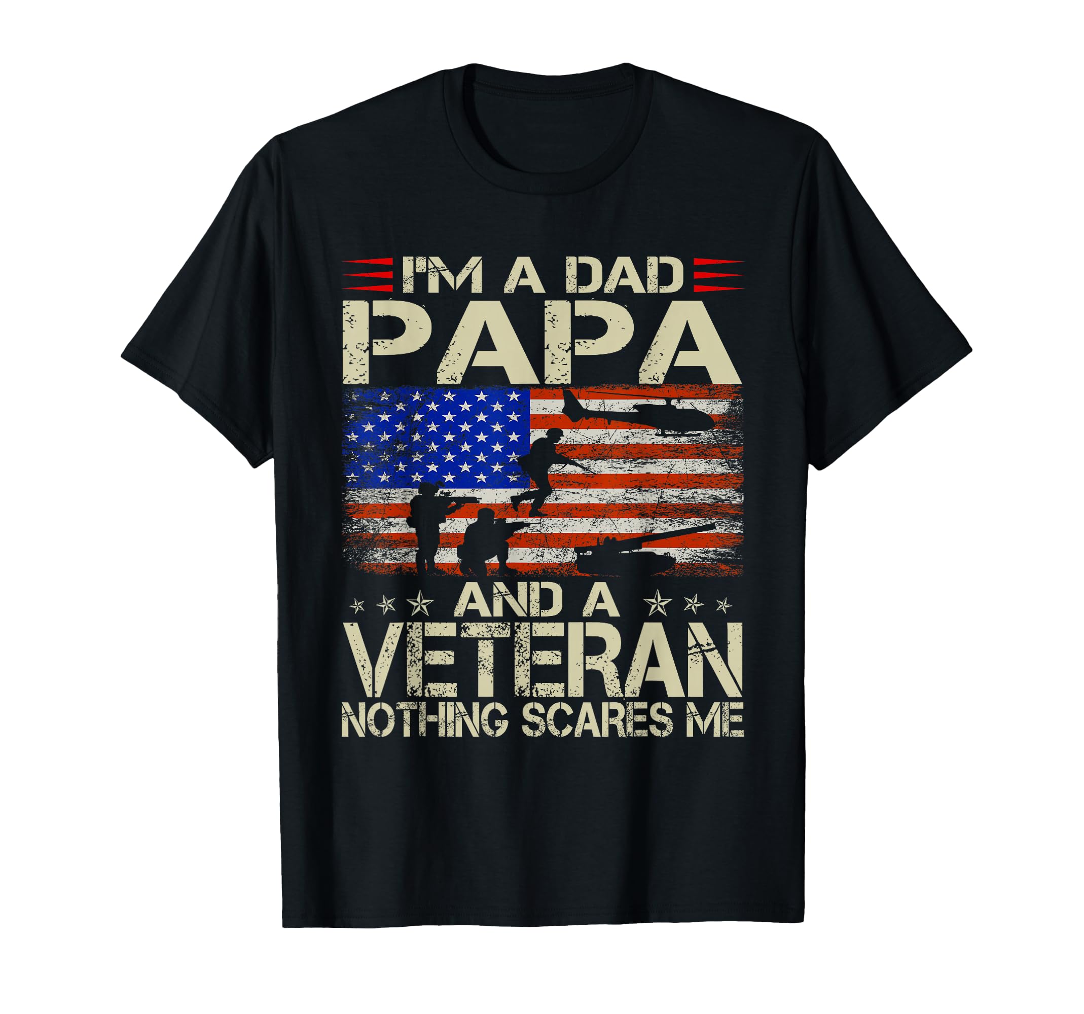 I'm A Dad Papa and Veteran Funny Retro Dad Papa Grandpa T-Shirt