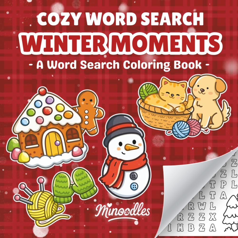 Cozy Word Search Winter Moments: A Cute and Comfy Word Search Coloring Puzzle Book for Adults, Teens and Kids