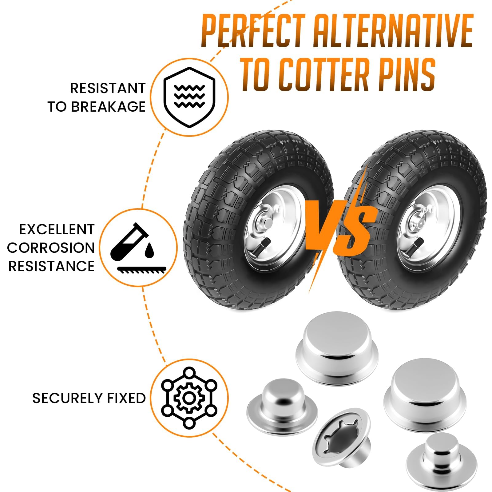 Push Nut Caps - 40 Pack Durable Axle Fasteners -4