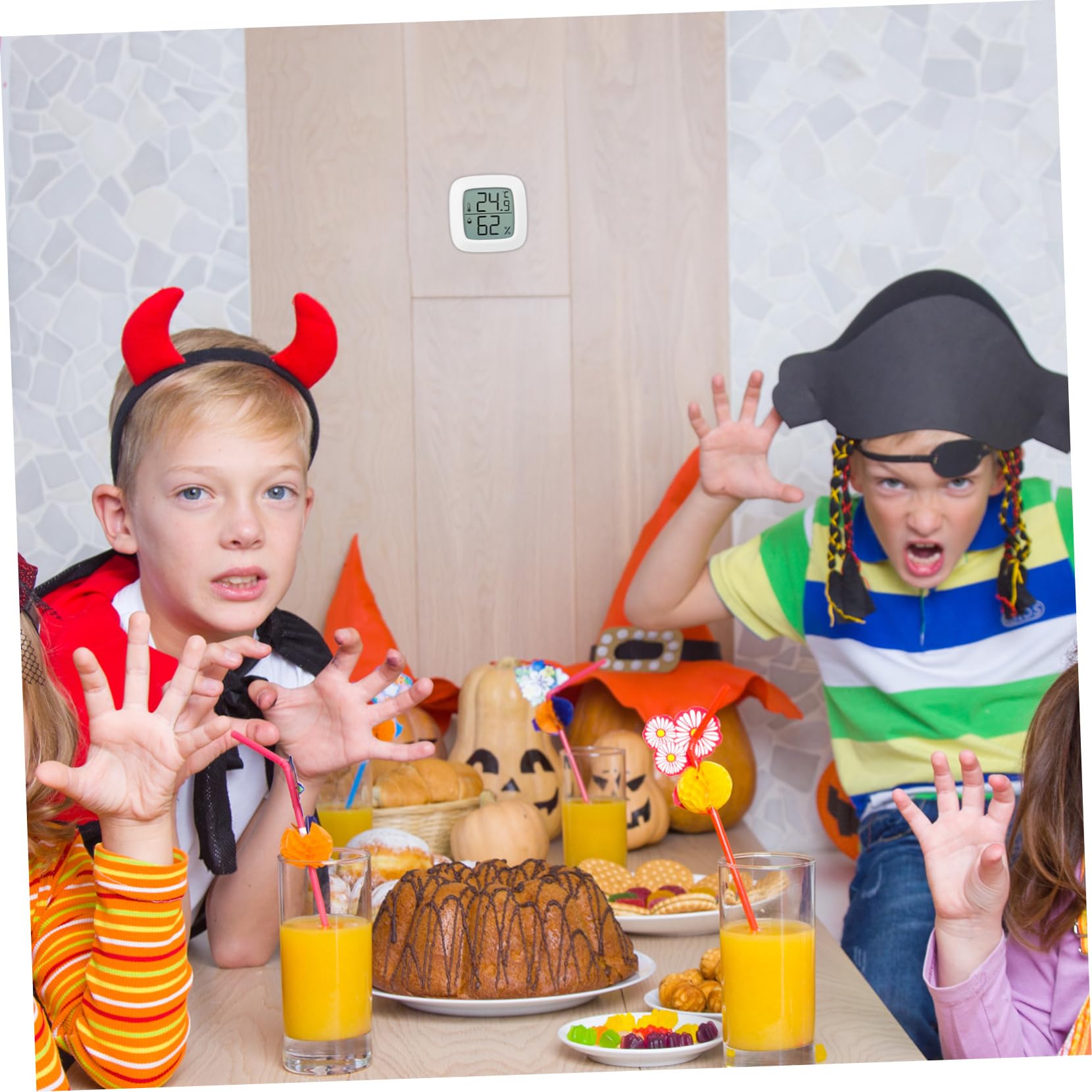 ABOOFAN 6 pcs Hygrometer Indoor Thermometer Decorative Outdoors Wall Thermometer Indoor Home Thermometer Indoor Small Thermometer White Double Sided Tape abs Big Numbers