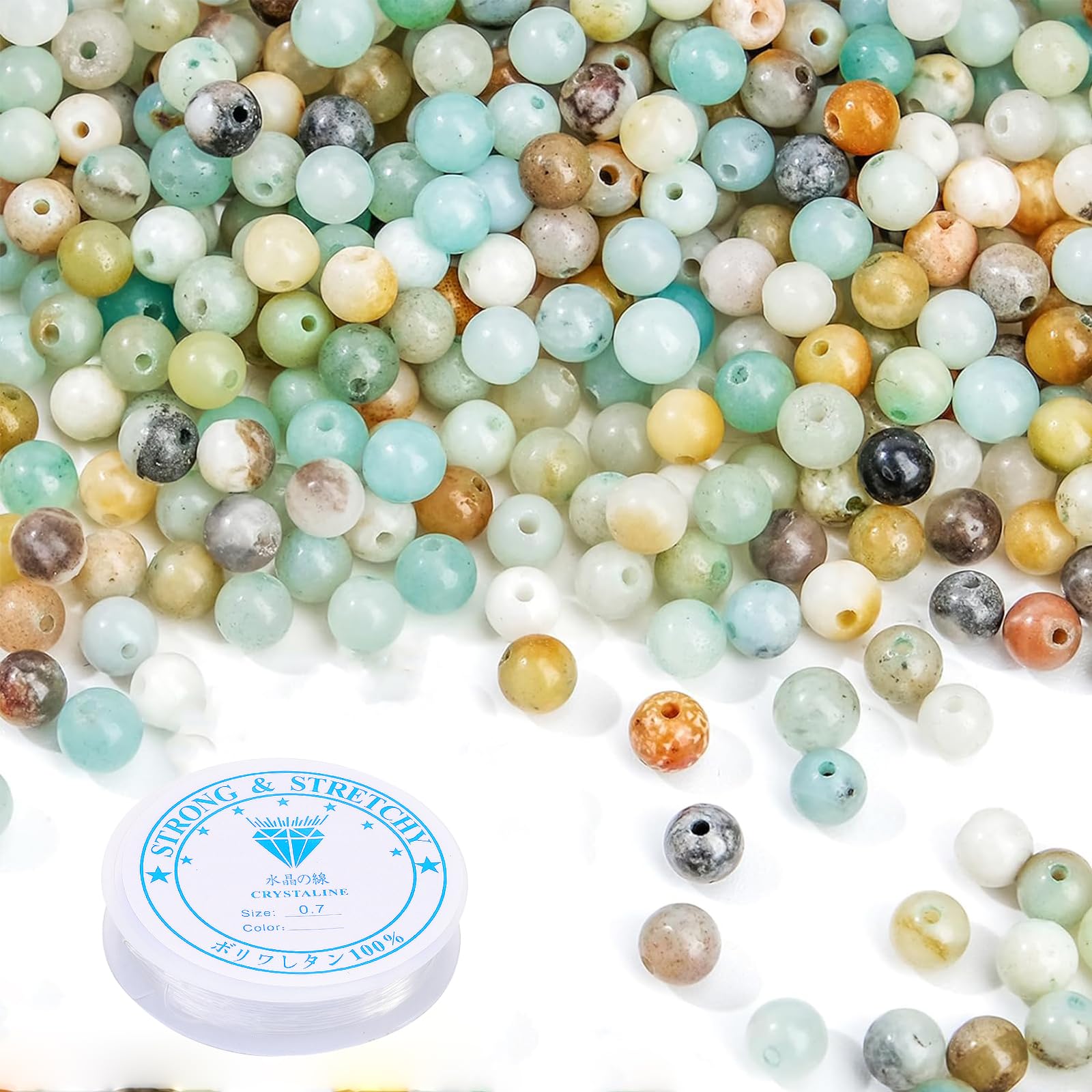 180 Perline Di Amazzonite Naturale - 8mm Foro 1mm - Per Collane, Bracciali, Gioielli Fai Da Te - Foto 12