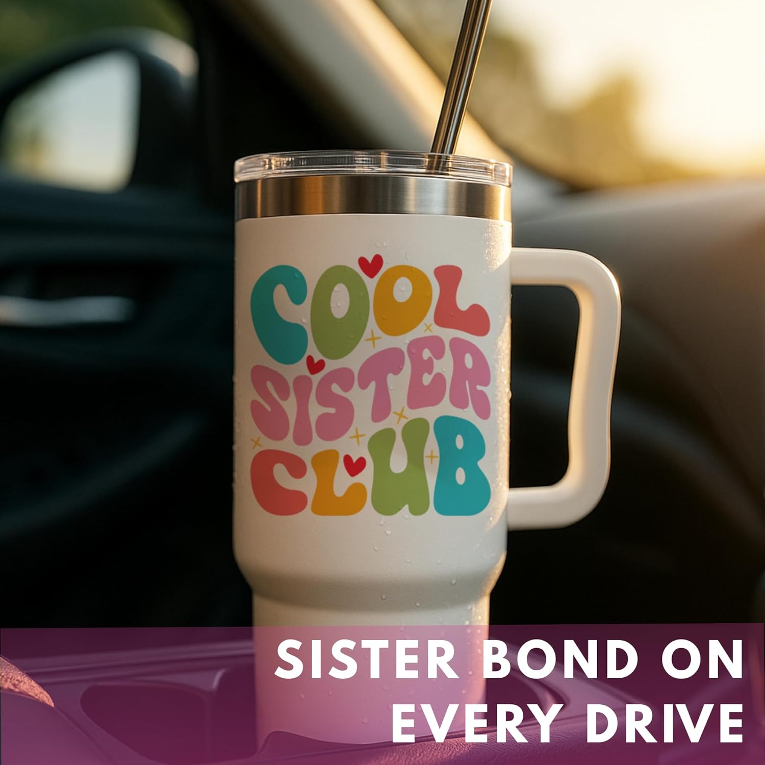 Mothers Day Gifts For Sister - Cool Sister Club Tumbler 40Oz, Big Sis Gift Ideas, Funny Presents for Her, Cute Sibling Tumbler Younger or Older Sisters, Birthday Gifts for Women and Teenage Sis - Image 9