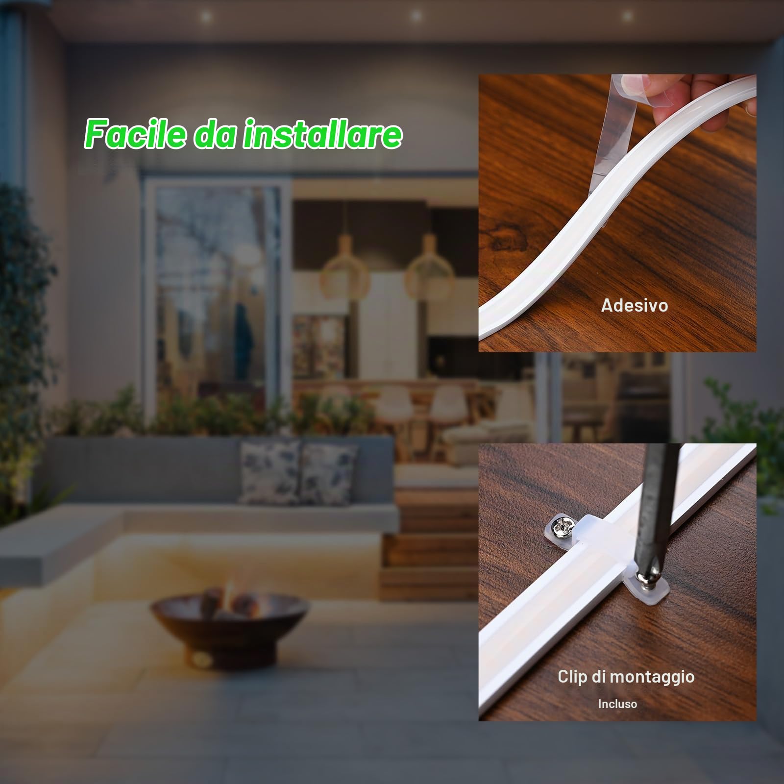 JOYLIT 24V Striscia LED Neon 5M Bianco Caldo 3000K Esterno Impermeabile, CE UL PRO 2400LM/M Alta Luminosità 240LEDs/M 20W/M CRI 92+ Flessibili Illuminazione NEON LED Strip (Senza Alimentatore)