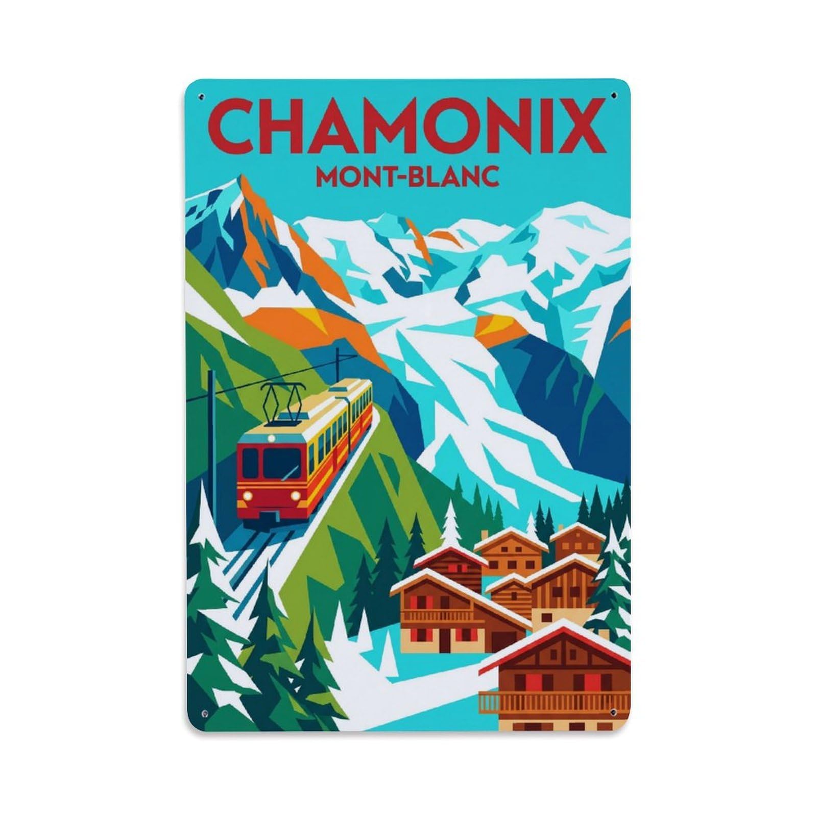Olhnbad Style Mountain Chamonix France Modern Alpine Travel Metal Tin Sign