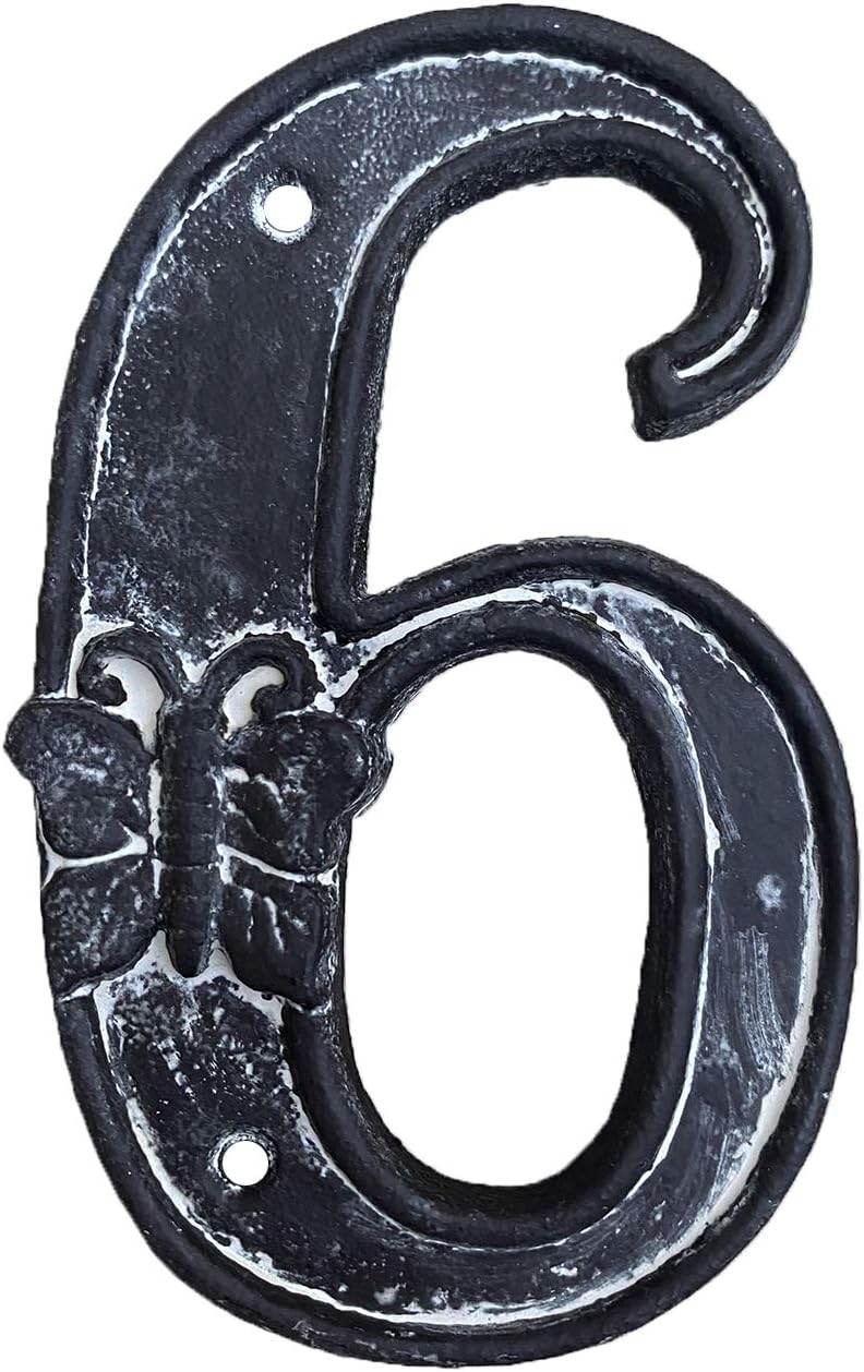 5 Inch High House Numbers, Cast Iron Home Address Number/Mailbox Number/Solid and Sturdy/Unique Style With Rustic Brown Finished, Number 0
