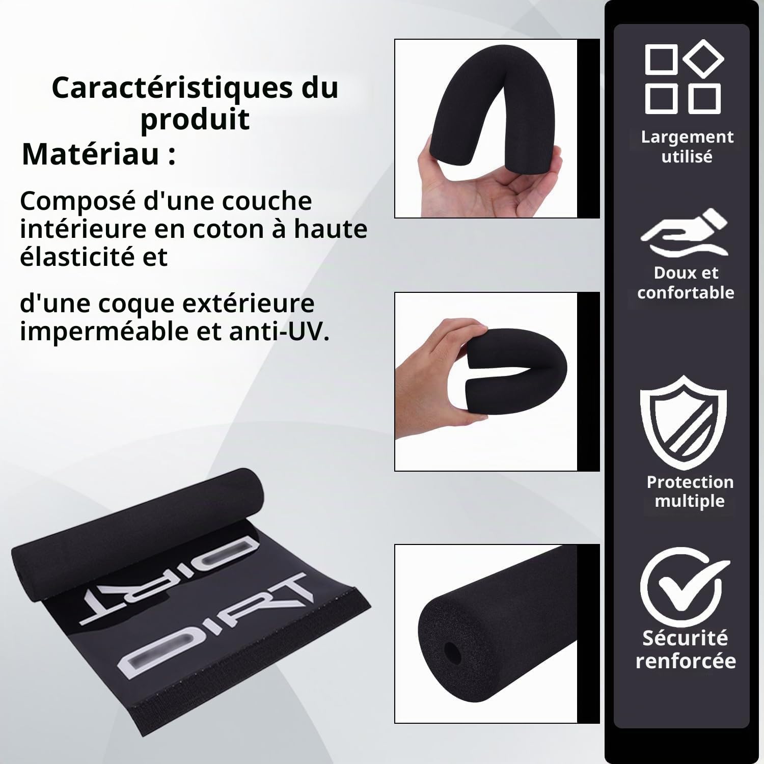 Coussinet de Guidon de Moto,250 mm Protecteur de Coussinet de Universel | Barre transversale en Mousse de pour Dirt Pit Bike Street Bike Enduro