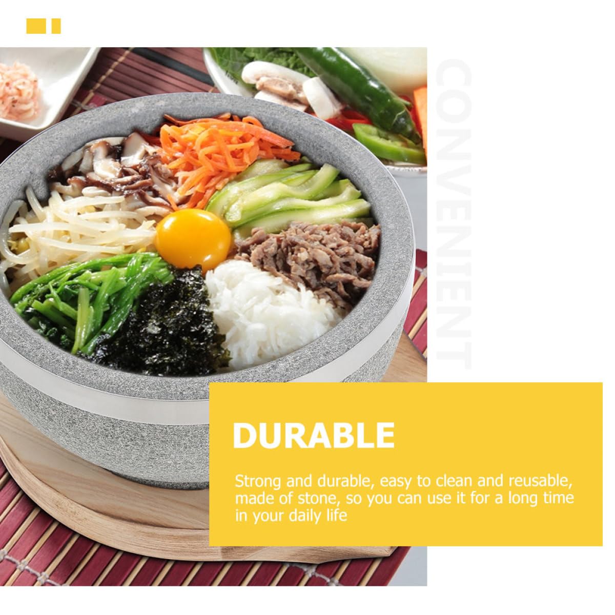 GANAZONO Koreanische Steinschale mit Langsamer Kochfunktion aus Stein Bibimbap Topf and Hoher Wärmespeicherung für Traditionelle Steinofen Küche